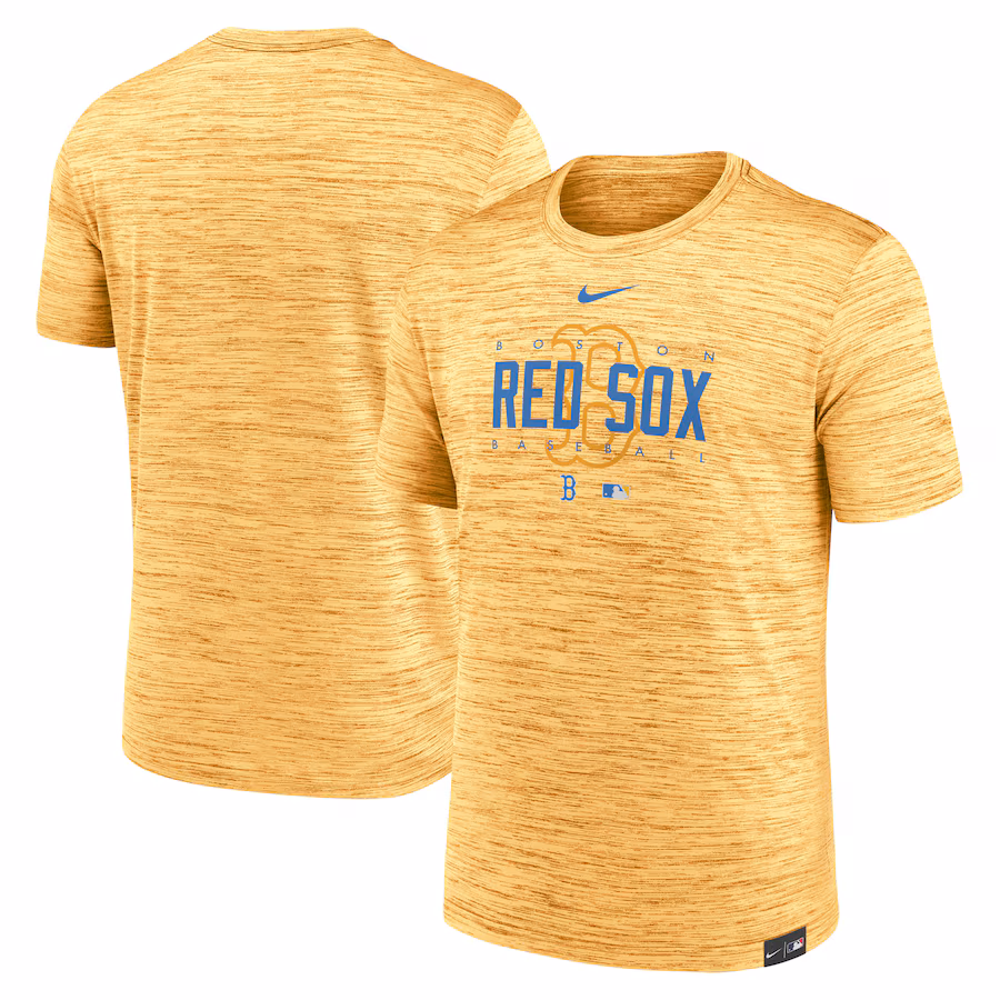 Men's Boston Red Sox Nike Gold City Connect Velocity Practice Performance T-Shirt - Jersey
