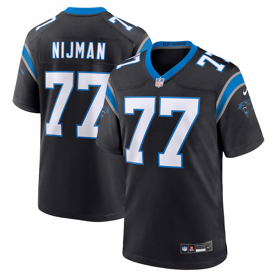 Men's Carolina Panthers Yosh Nijman Nike Black Game Jersey - Jersey