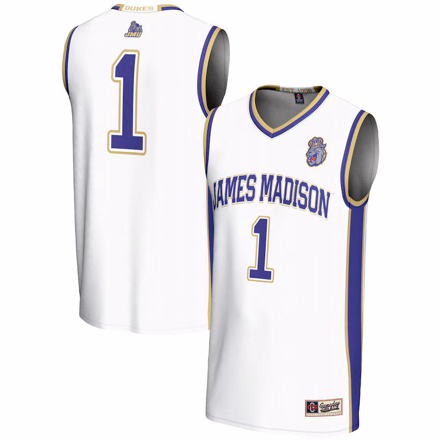 Male GameDay Greats #1  White James Madison Dukes  Lightweight Basketball Jersey - Jersey