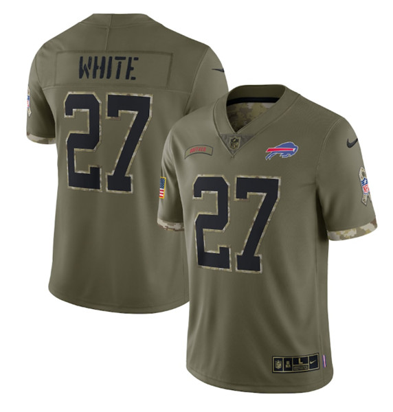 Men's Buffalo Bills #27 Tre'Davious White 2022 Olive Salute To Service Limited Stitched Jersey - Jersey