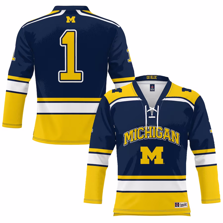 #1 Michigan Wolverines GameDay Greats Youth Hockey Jersey - Navy - Jersey