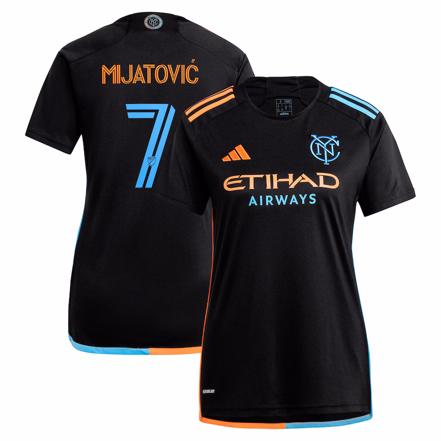 Women's New York City FC Jovan Mijatović adidas Black 2024 24/7 Kit Replica Player Jersey - Jersey