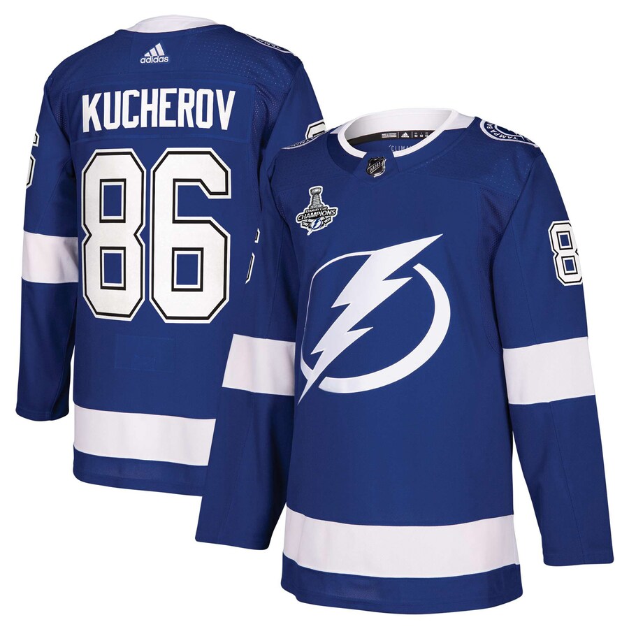 Men's Tampa Bay Lightning Nikita Kucherov adidas Blue 2021 Stanley Cup Champions Authentic Player Jersey - Jersey