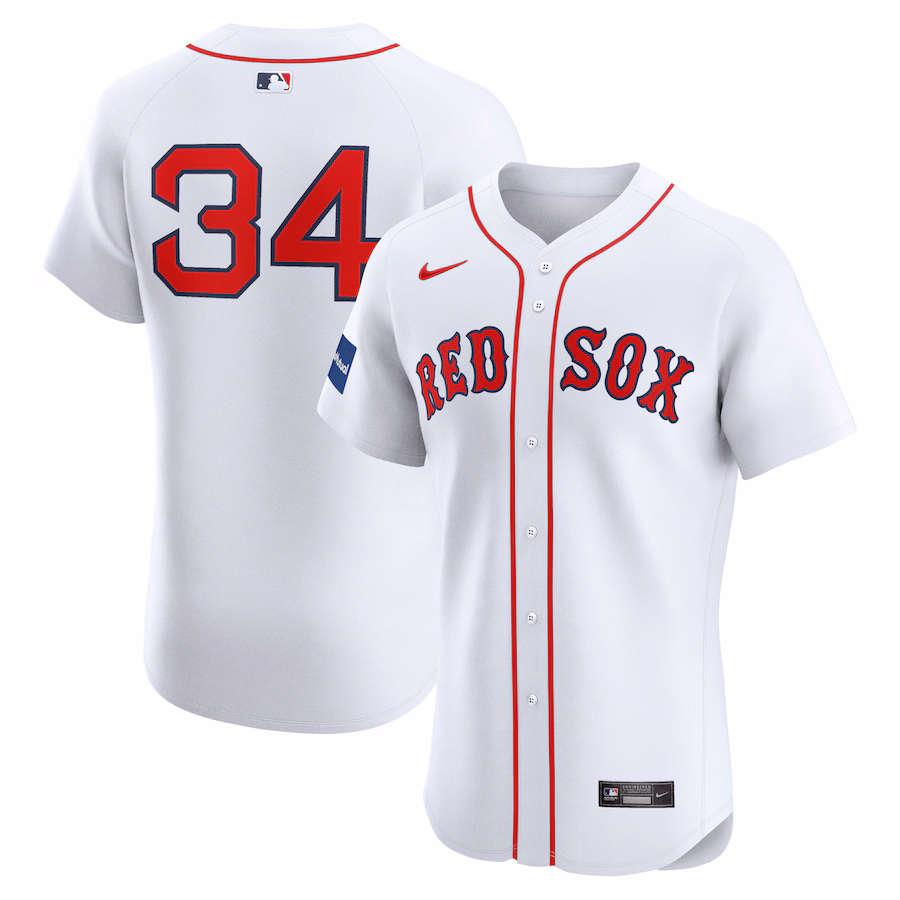 Men's Boston Red Sox David Ortiz Nike White Home Elite Sponsor Patch Player Jersey - Jersey