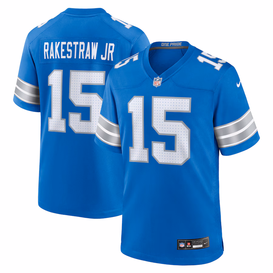 Men's Detroit Lions Ennis Rakestraw Jr. Nike Blue Team Game Jersey - Jersey