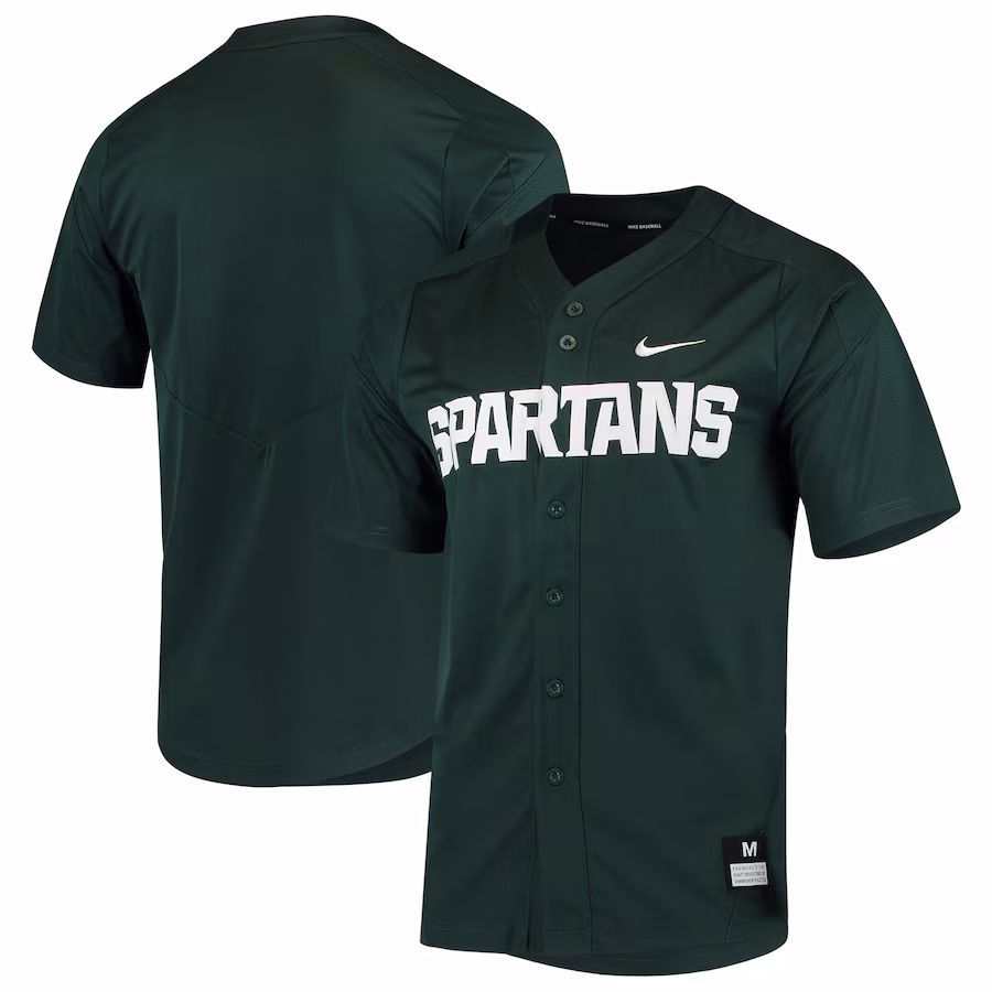 Men's Nike Green Michigan State Spartans Vapor Untouchable Elite Full-Button Replica Baseball Jersey - Jersey