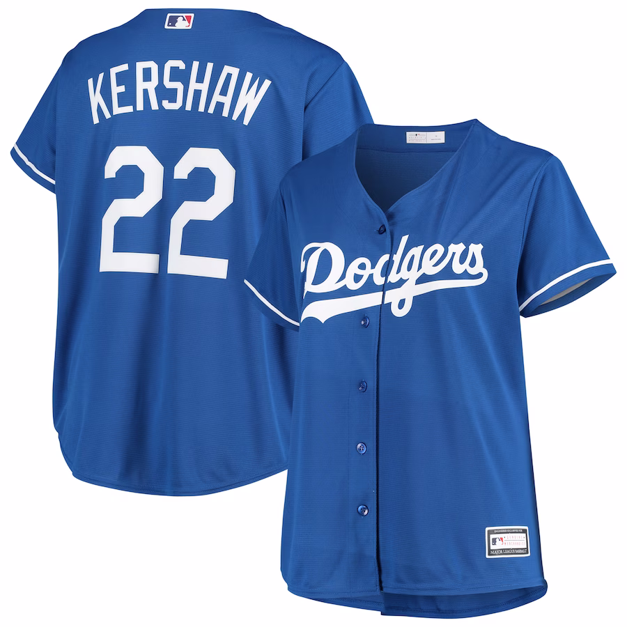 Women's Los Angeles Dodgers Clayton Kershaw Royal Plus Size Replica Player Jersey - Jersey