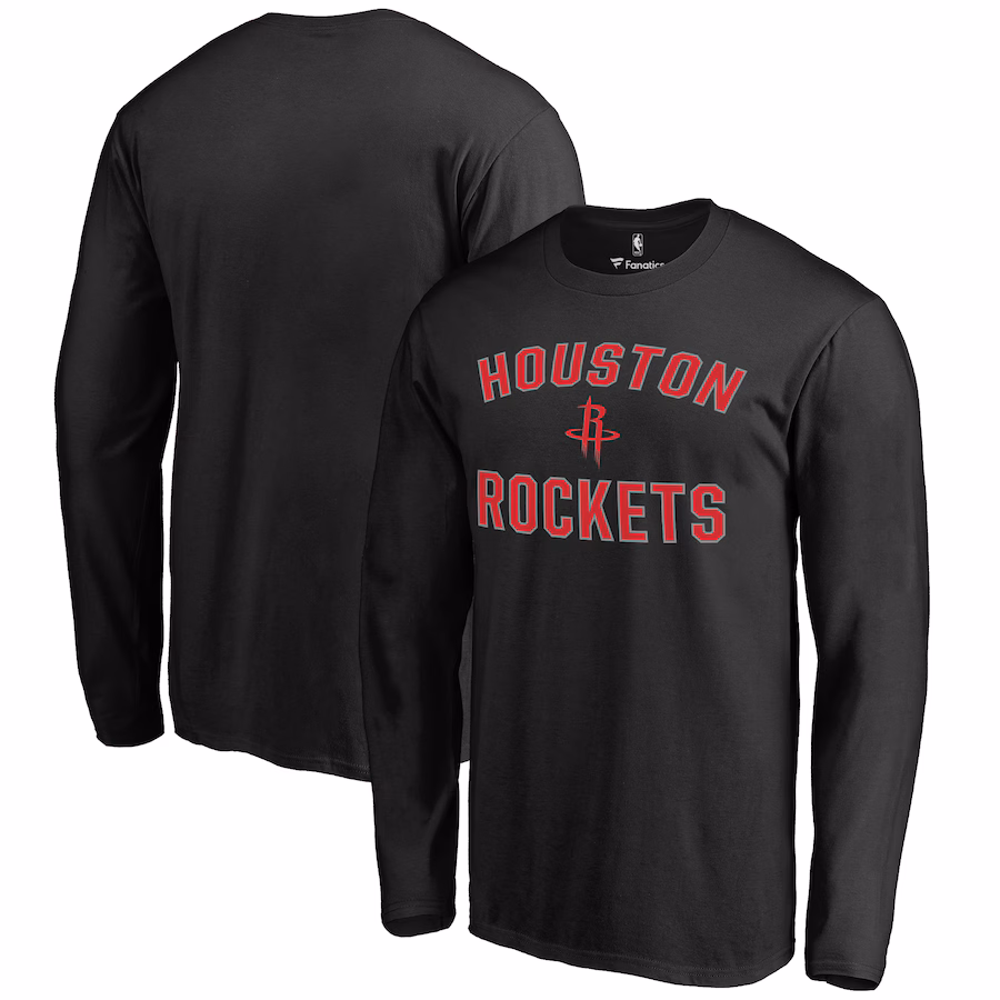 Men's Houston Rockets Black Victory Arch Long Sleeve T-Shirt - Jersey
