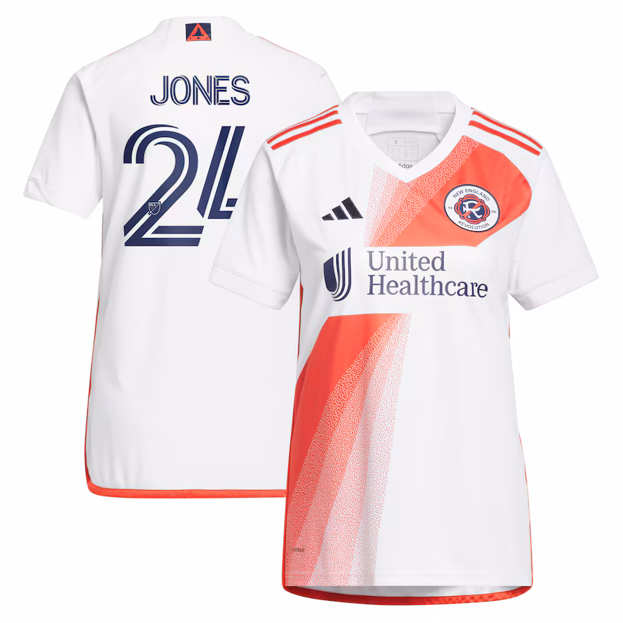Women's New England Revolution DeJuan Jones adidas White 2023 Defiance Replica Jersey - Jersey