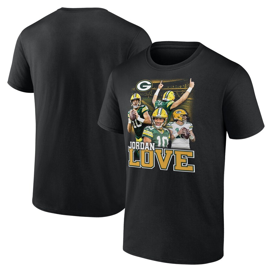 Men's Green Bay Packers Jordan Love Fanatics Black Notorious Player Graphic T-Shirt - Jersey