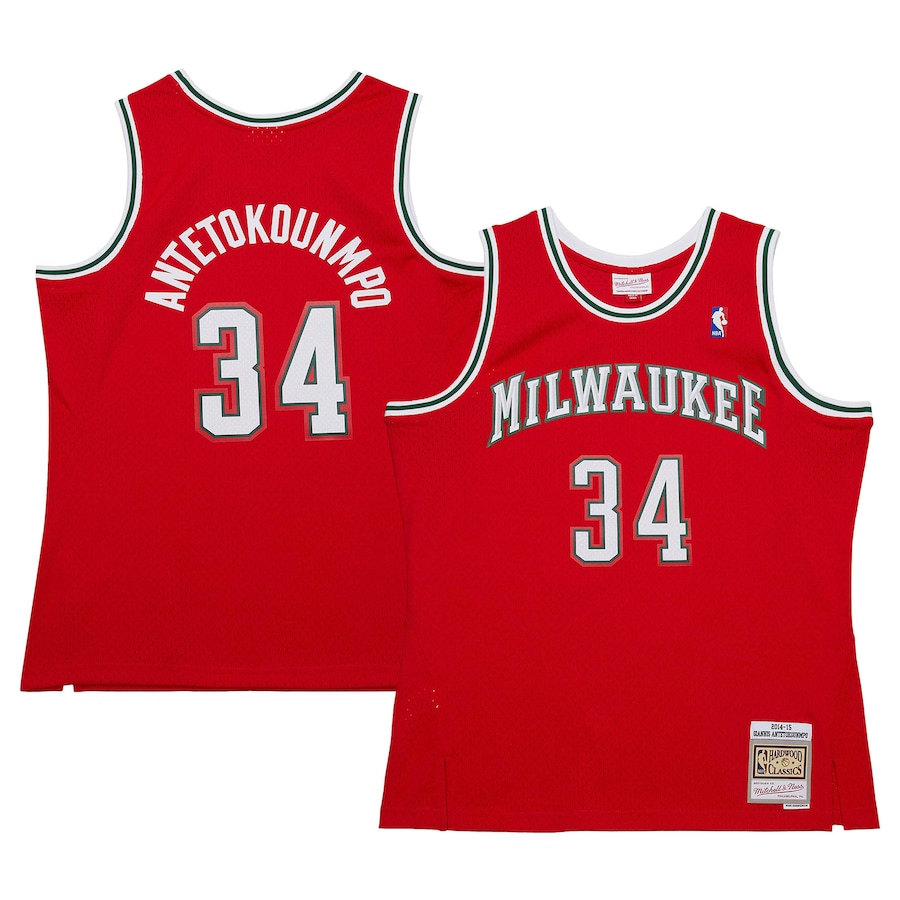 Men's Milwaukee Bucks Giannis Antetokounmpo Mitchell & Ness Red 2014/15 Hardwood Classics Swingman Jersey - Jersey