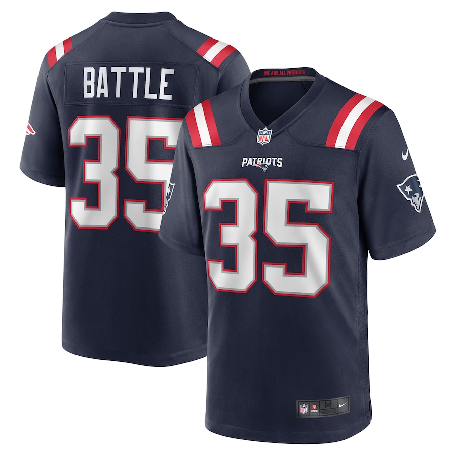 Men's New England Patriots Miles Battle Nike Navy Game Jersey - Jersey