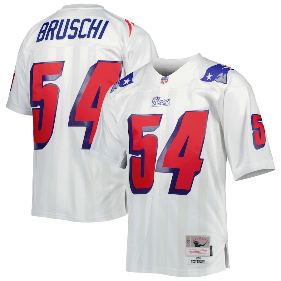 Men's New England Patriots Tedy Bruschi Mitchell & Ness White Legacy Replica Jersey - Jersey