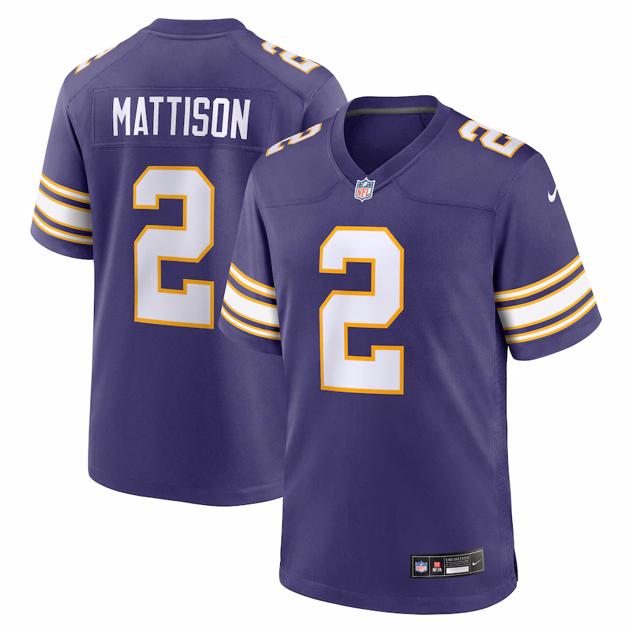 Men's Minnesota Vikings Alexander Mattison Nike Purple Classic Player Game Jersey - Jersey