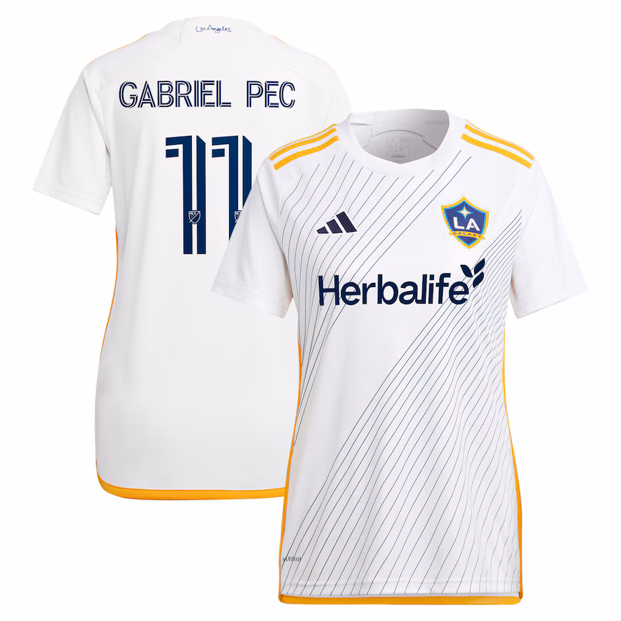Women's LA Galaxy Gabriel Pec adidas White 2024 Angelino Kit Replica Player Jersey - Jersey