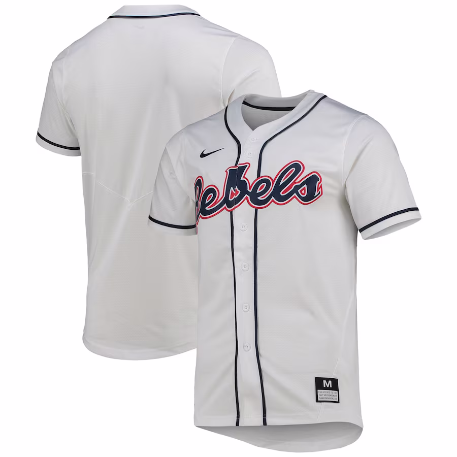 Ole Miss Rebels Nike Replica Baseball Jersey - White - Jersey