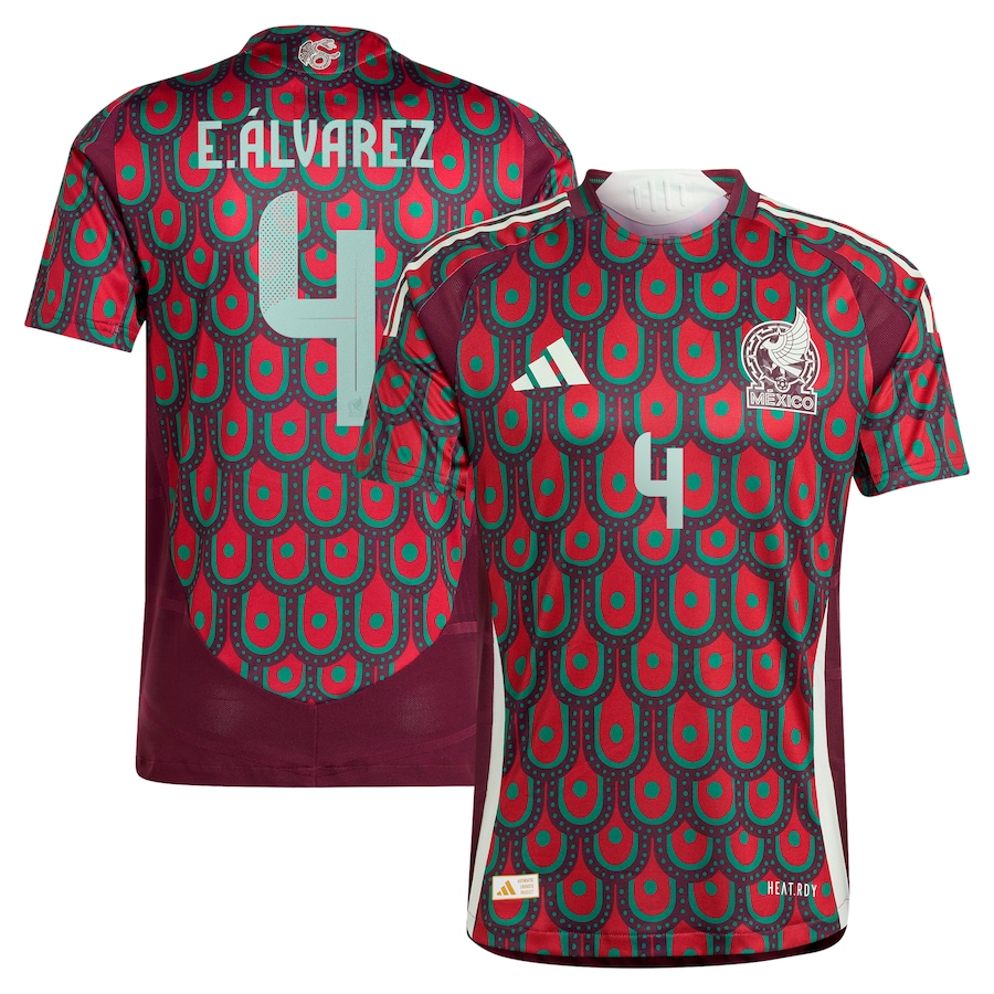 Men's Mexico National Team Edson Alvarez adidas Burgundy 2024 Home Authentic Player Jersey - Jersey