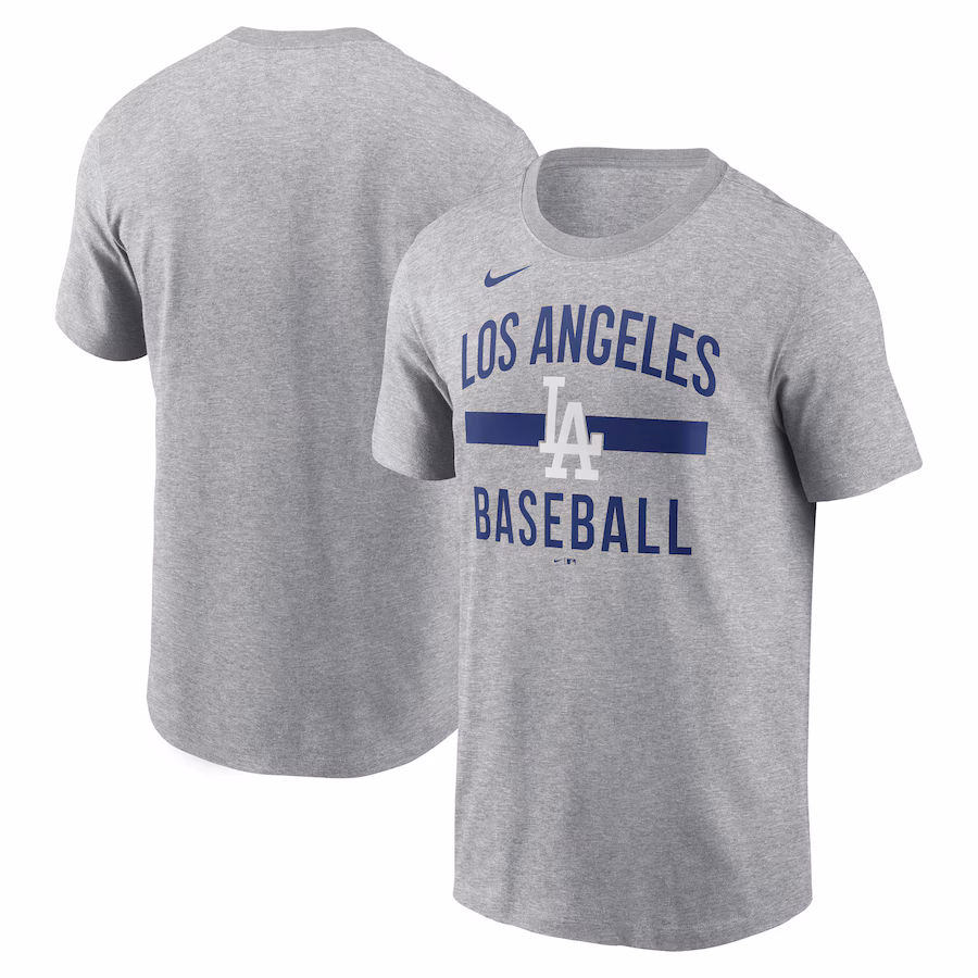 Men's Los Angeles Dodgers Nike Heather Gray Arched T-Shirt - Jersey