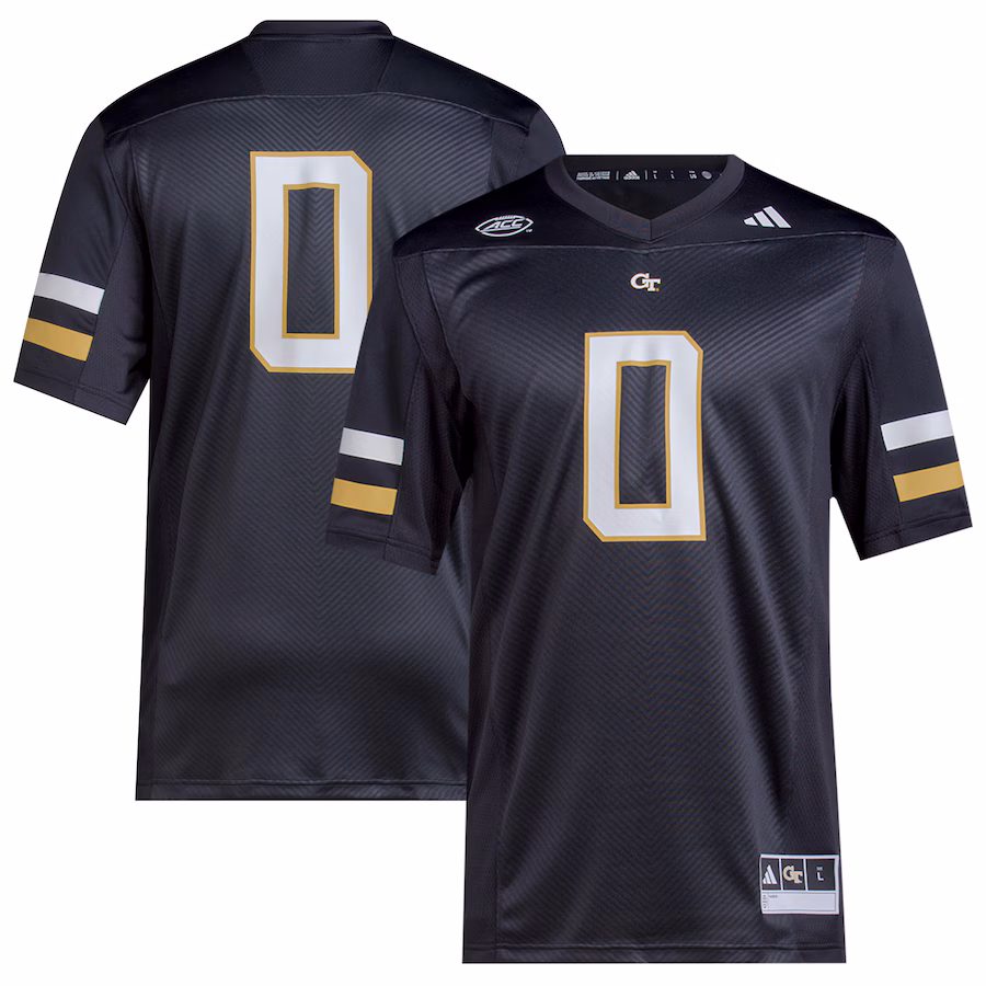Men's adidas #0 Black Georgia Tech Yellow Jackets  2023 Premier Jersey - Jersey