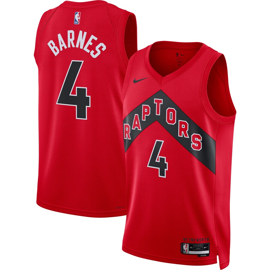 Unisex Toronto Raptors Scottie Barnes Nike Red Swingman Jersey - Icon Edition - Jersey