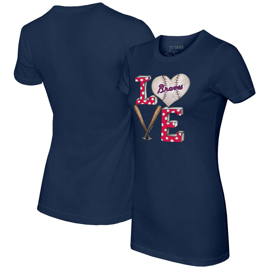 Women's Atlanta Braves Tiny Turnip Navy Baseball Love T-Shirt - Jersey