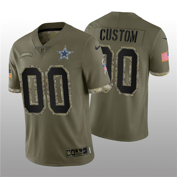 Men's Dallas Cowboys ACTIVE PLAYER Custom 2022 Olive Salute To Service Limited Stitched Jersey - Jersey