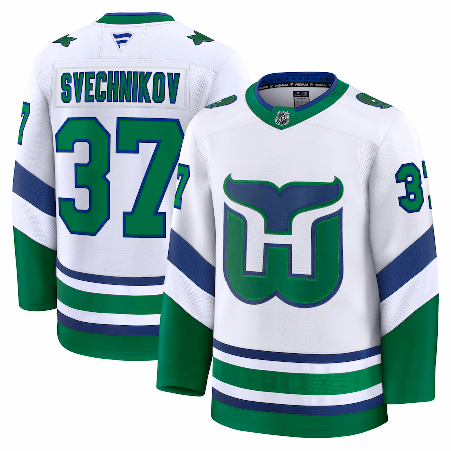 Men's Carolina Hurricanes Andrei Svechnikov Fanatics White Throwback Premium Jersey - Jersey