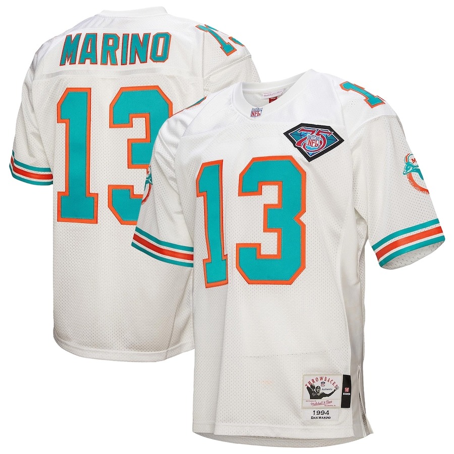 Men's Miami Dolphins 1994 Dan Marino Mitchell & Ness White Authentic Throwback Retired Player Jersey - Jersey