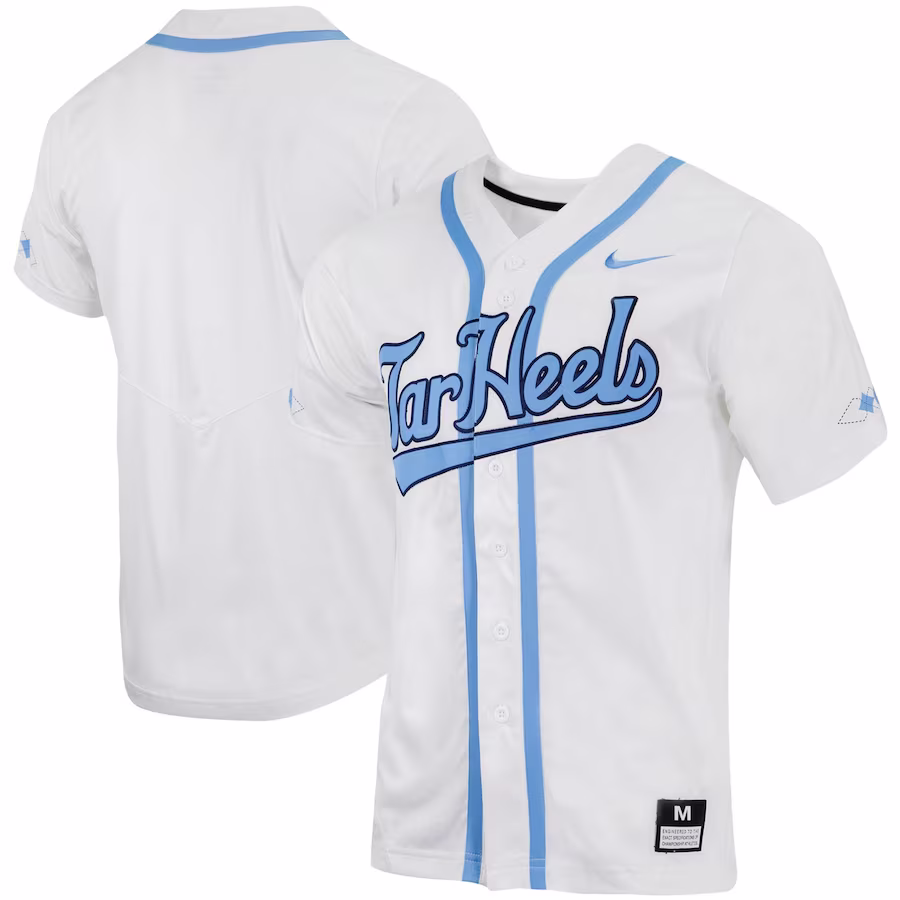 North Carolina Tar Heels Nike Replica Full-Button Baseball Jersey - White - Jersey