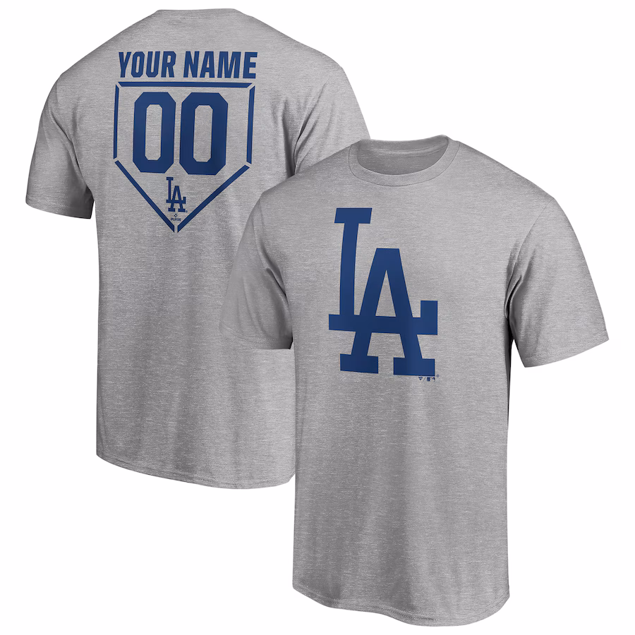 Men's Los Angeles Dodgers Heathered Gray Personalized RBI Logo T-Shirt - Jersey