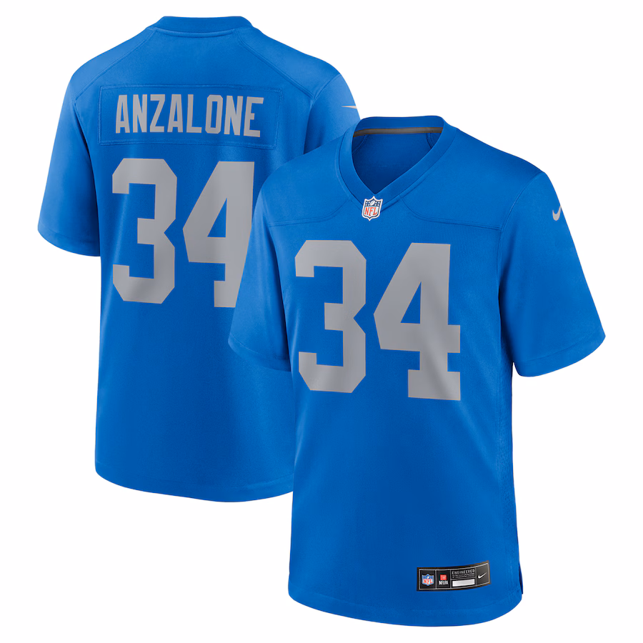 Men's Detroit Lions Alex Anzalone Nike Blue Alternate Game Jersey - Jersey