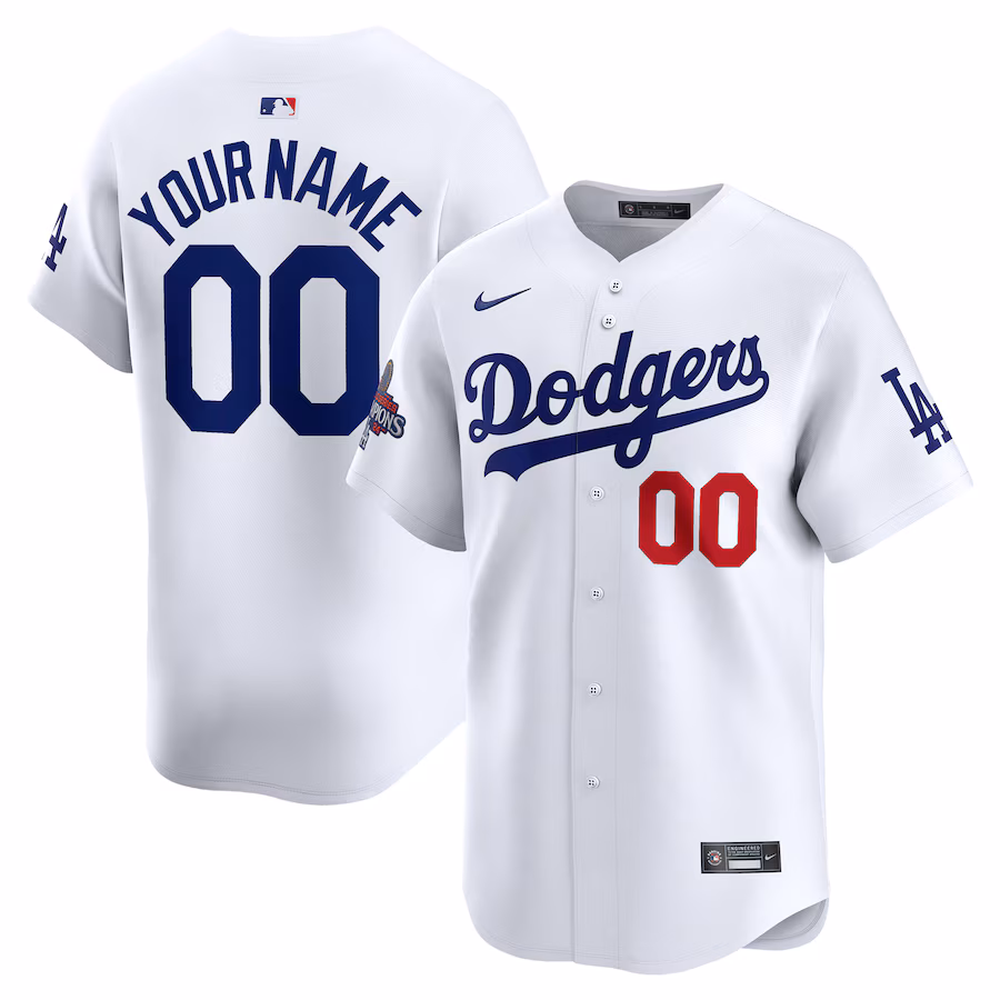 Men's Los Angeles Dodgers Nike White 2024 World Series Champions Home Custom Limited Jersey - Jersey