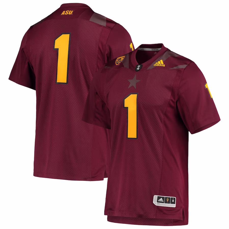 #1 Arizona State Sun Devils adidas Team Premier Football Jersey - Maroon - Jersey