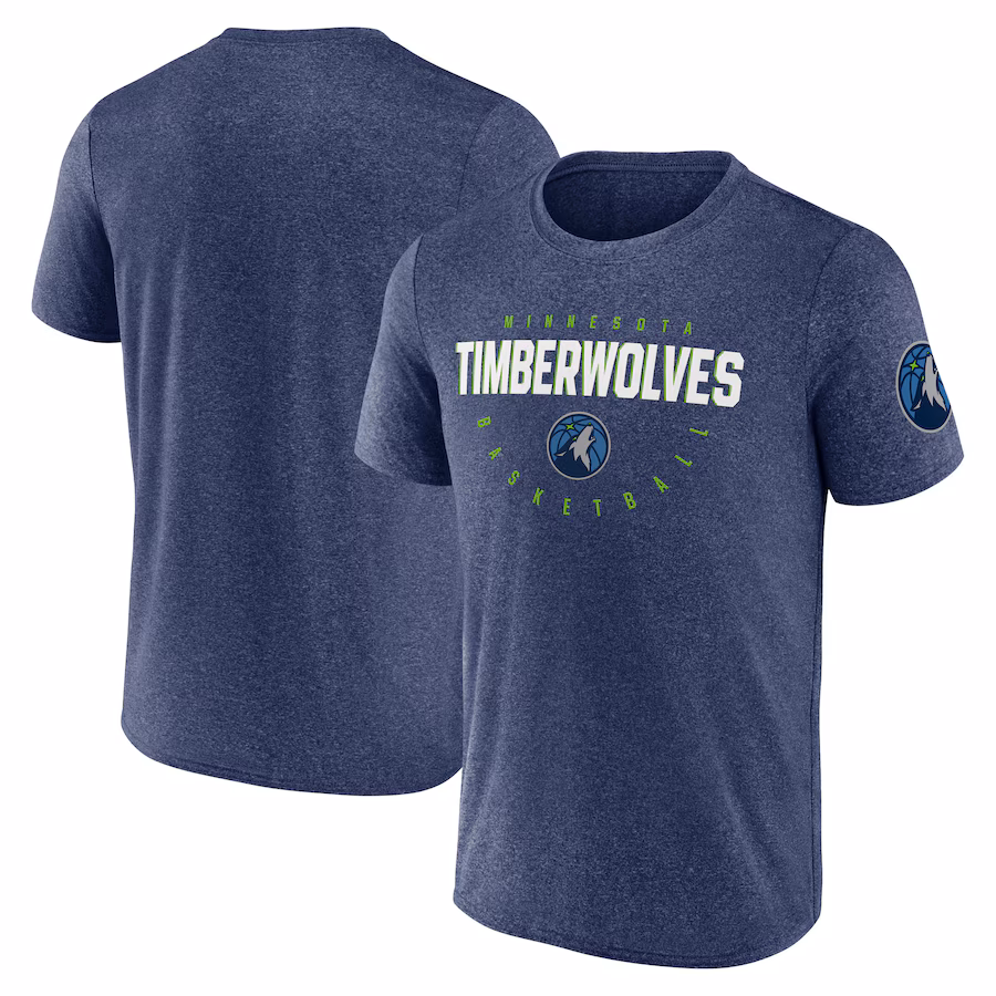 Men's Minnesota Timberwolves Heather Navy Block Practice Performance T-Shirt - Jersey
