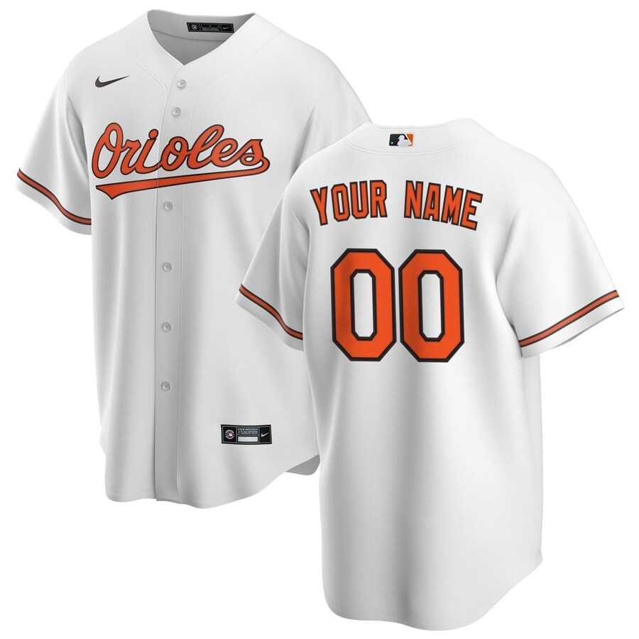 Men's Baltimore Orioles Nike White Home Replica Custom Jersey - Jersey
