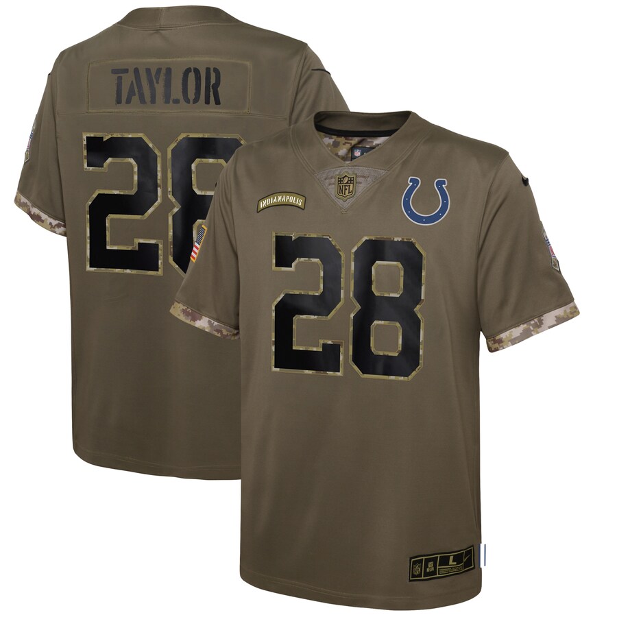 Youth Indianapolis Colts Jonathan Taylor Nike Olive 2022 Salute To Service Player Limited Jersey - Jersey