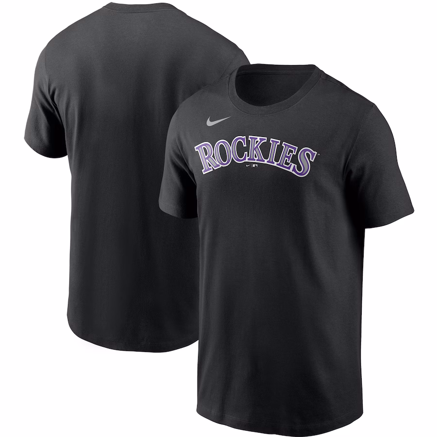 Men's Colorado Rockies Nike Black Team Wordmark T-Shirt - Jersey