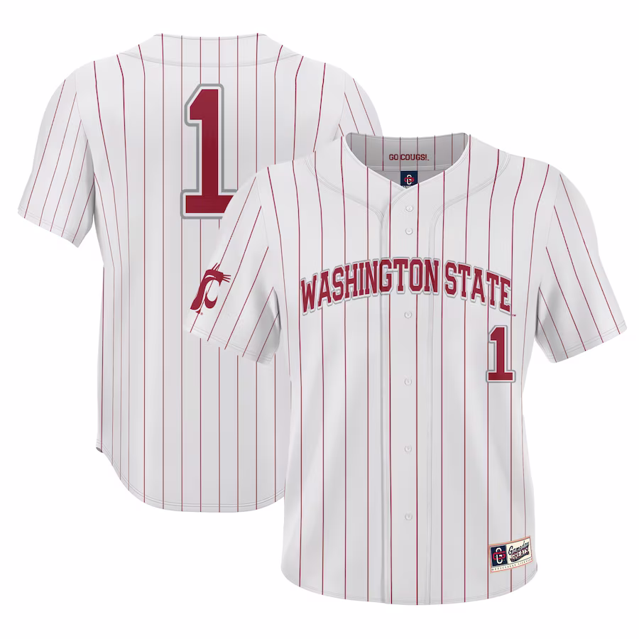 #1 Washington State Cougars GameDay Greats Lightweight Baseball Jersey - White - Jersey