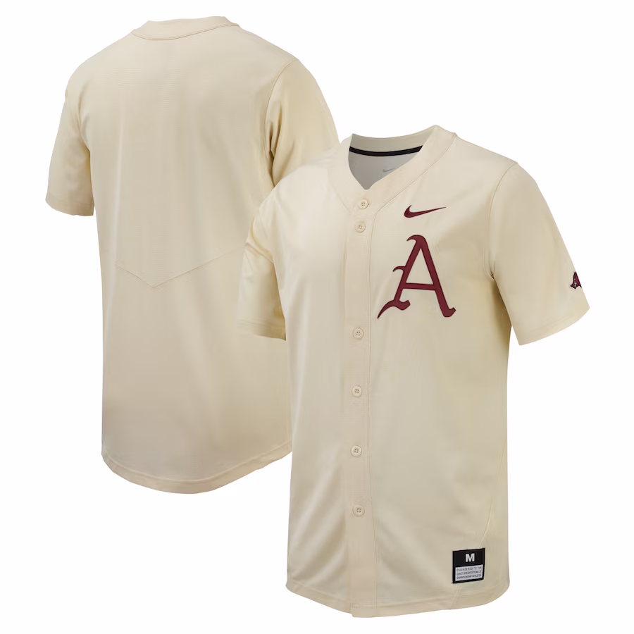 Arkansas Razorbacks Nike Replica Baseball Jersey - Cream - Jersey