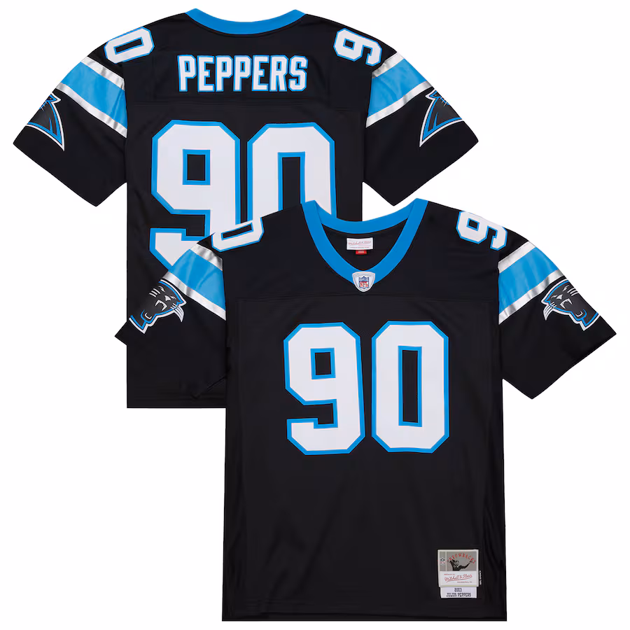 Men's Carolina Panthers Julius Peppers Mitchell & Ness Black Big & Tall 2003 Alternate Legacy Retired Player Jersey - Jersey