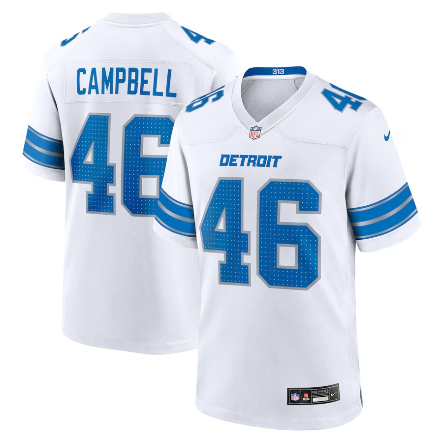 Men's Detroit Lions Jack Campbell Nike White White Game Jersey - Jersey