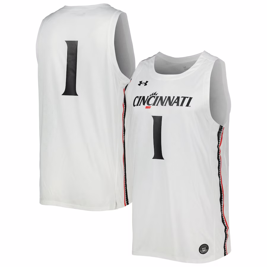 #1 Cincinnati Bearcats Under Armour Team Replica Basketball Jersey - White - Jersey
