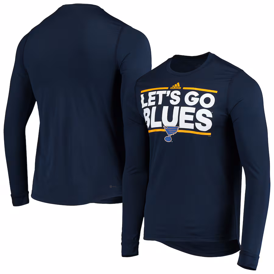 Men's St. Louis Blues adidas Navy Dassler AEROREADY Creator Long Sleeve T-Shirt - Jersey