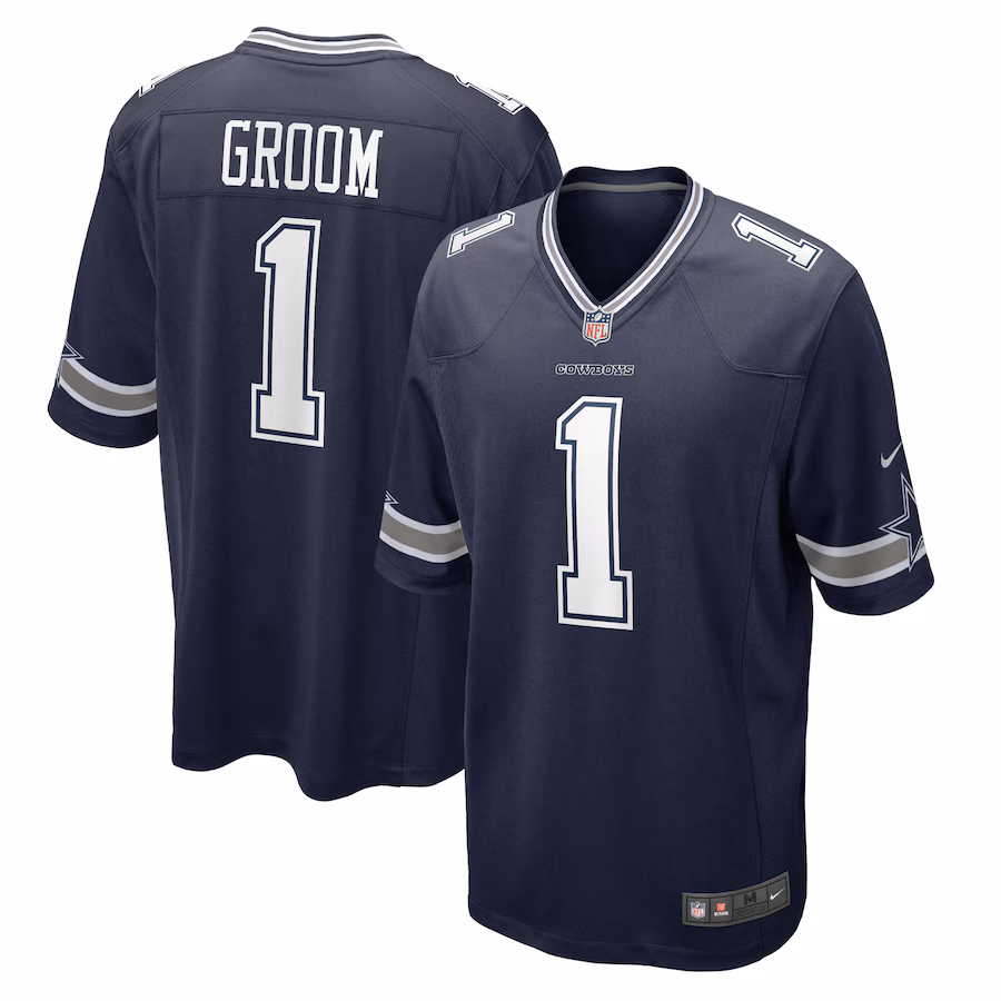 Men's Dallas Cowboys Number 1 Groom Nike Navy Game Jersey - Jersey