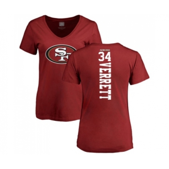 Football Women's San Francisco 49ers #34 Jason Verrett Red Backer T-Shirt - Jersey