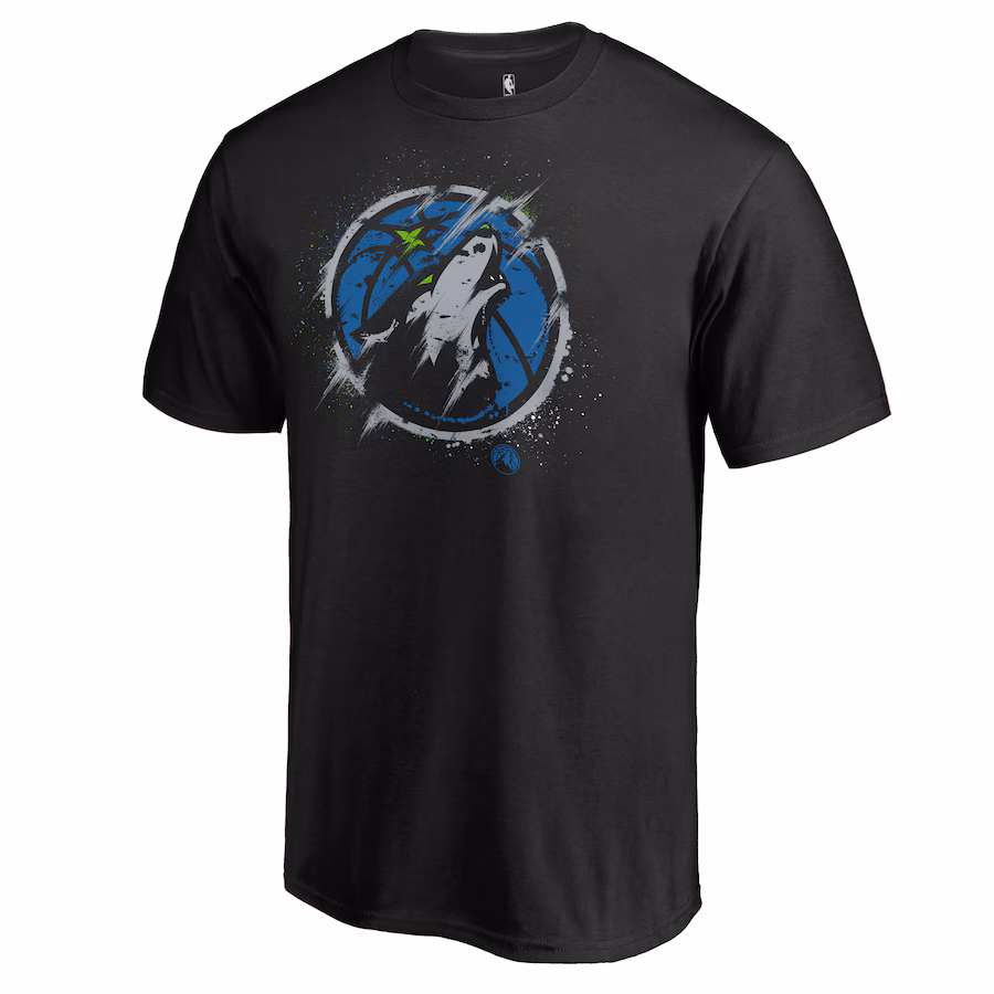 Men's Minnesota Timberwolves Black Splatter Logo T-Shirt - Jersey