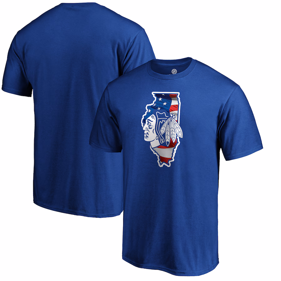Men's Chicago Blackhawks Royal NHL Banner State T-Shirt - Jersey