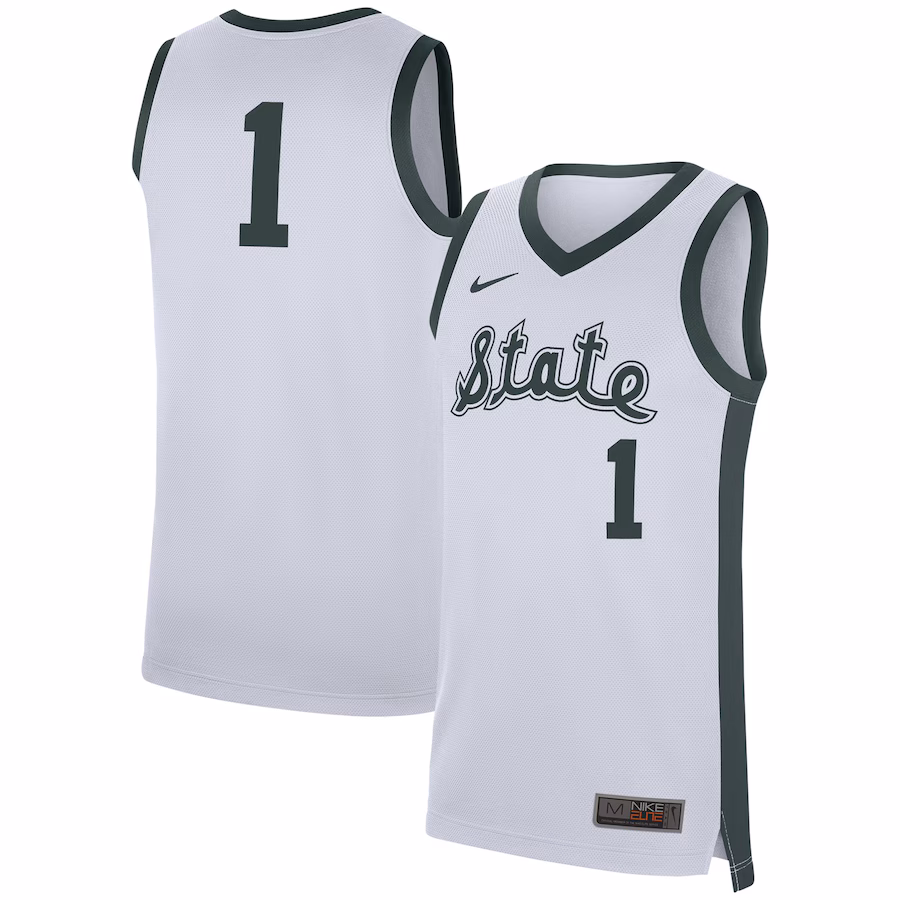 Men's Nike #1 White Michigan State Spartans Replica Jersey - Jersey