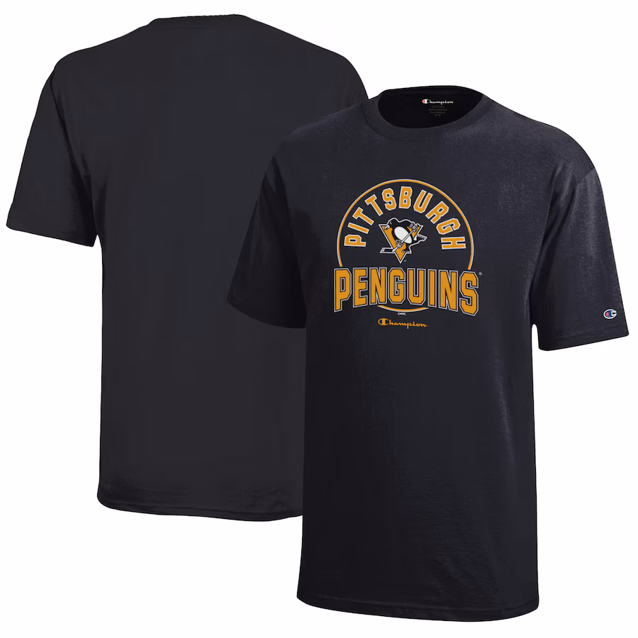 Youth Pittsburgh Penguins Champion Black Jersey T-Shirt - Jersey