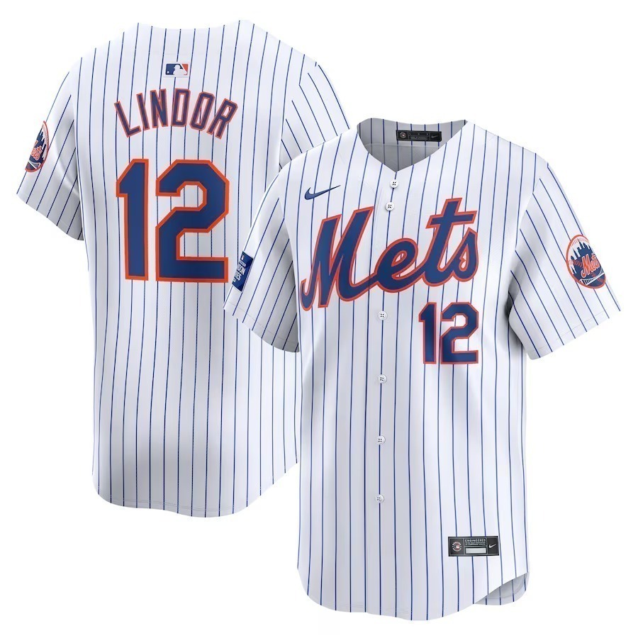 Men's New York Mets Francisco Lindor Nike White 2024 MLB World Tour London Series Home Limited Player Jersey - Jersey
